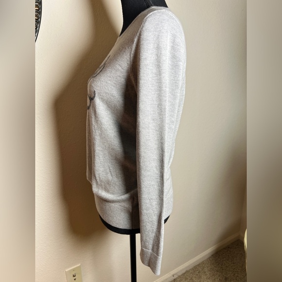 Ralph Lauren Women’s Heather Gray Monogram Crewneck Lightweight Sweater Jumper - Picture 8 of 14